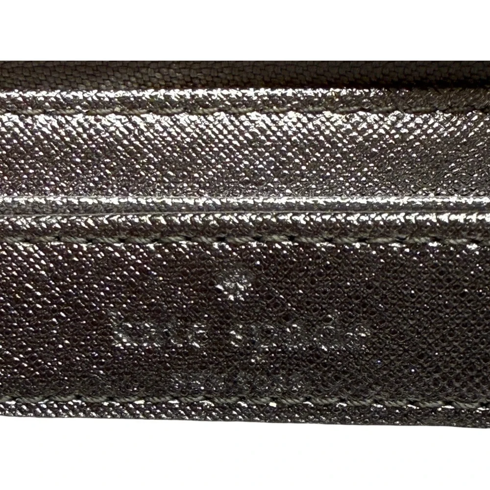 KATE SPADE NY Star Bright Owl Silver Metallic Zip Around Continental Wallet
